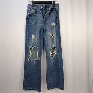 Aeropostale Jeans Womens Size 000R Blue Low Rise Skater Destructed‎ Grunge